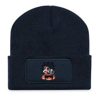Alle Menschen werden gleich eingeäschert - Recycelte Patch Beanie - French Navy - Vorne
