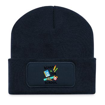 Einschulung Schulanfang Schulanfänger Schulkind  - Recycelte Patch Beanie - French Navy - Vorne