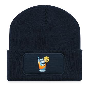 Été citronné avec glaçons et lunettes de soleil - Beanie recyclé à patch - bleu marine - Devant