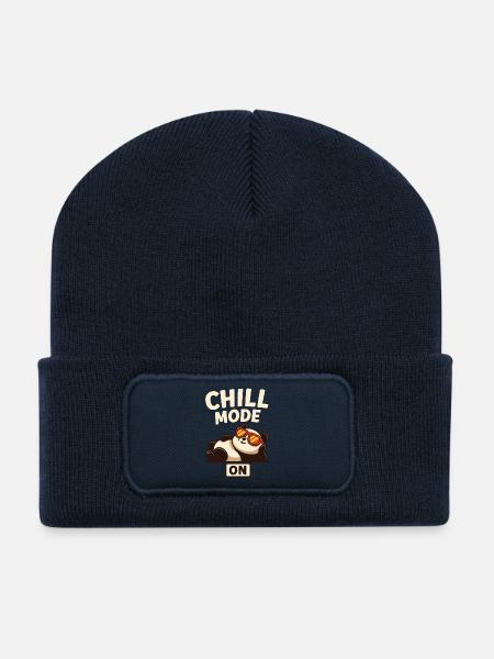 Chill Panda mit Sonnenbrille - Recycelte Patch Beanie - French Navy