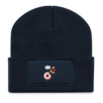 Cute squirrels with donut - Recycled Patch Beanie - french navy - Front