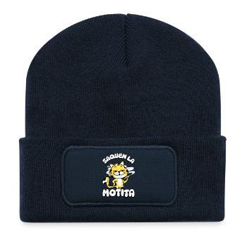 Cat with Guitar Motita - Recycled Patch Beanie - french navy - Front