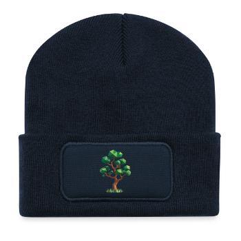 Baum - Cooles Low Poly Logo - Recycelte Patch Beanie - French Navy - Vorne
