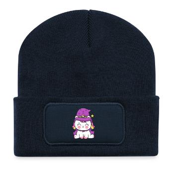 Wizard Kitten Unicorn - Recycled Patch Beanie - french navy - Front