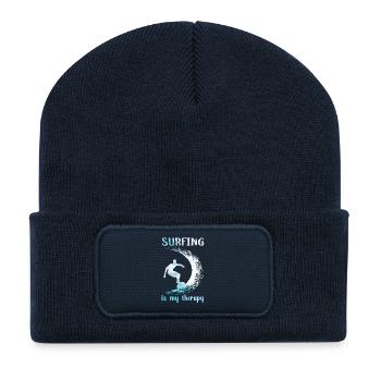 Surfer est ma thérapie - Beanie recyclé à patch - bleu marine - Devant