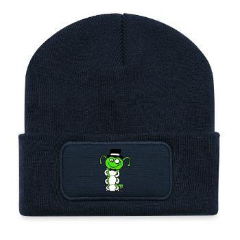 Mr. Caterpillar Top Hat Monocle Bow Tie Gentleman Empire - Recycled Patch Beanie - french navy - Front
