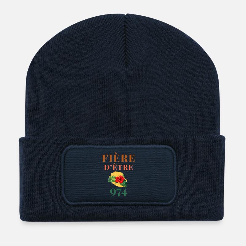 Fière d'être 974 Réunion - Beanie recyclé à patch - bleu marine