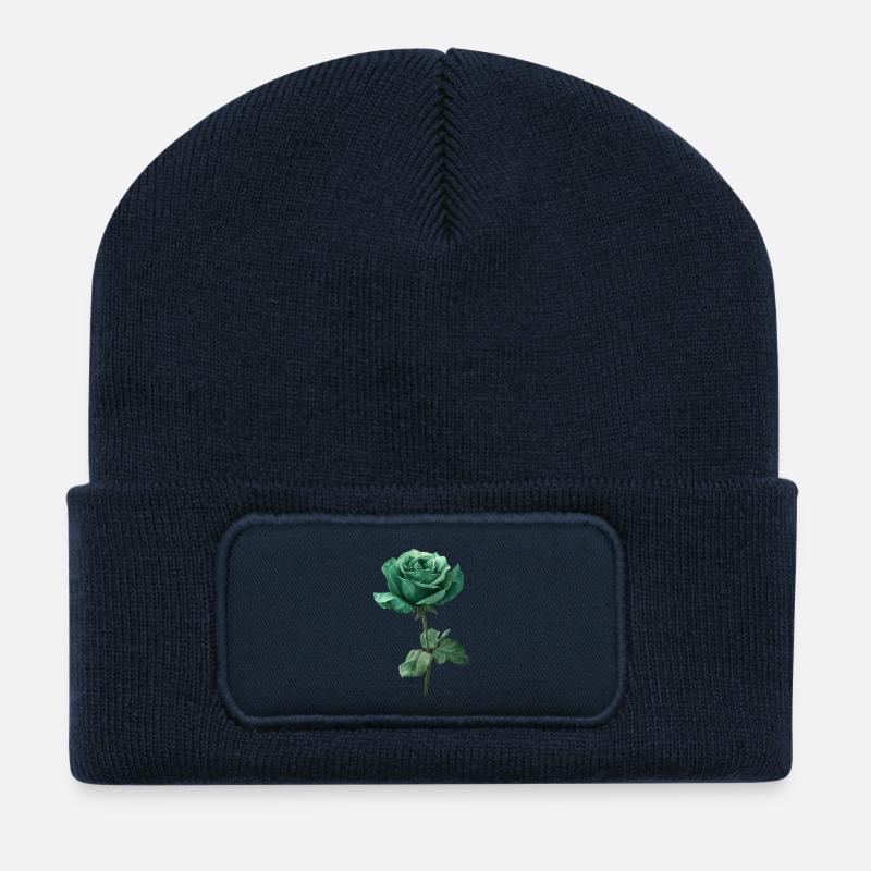 Smaragd Grüne Rose - Recycelte Patch Beanie - French Navy