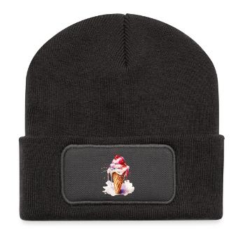 Aquarell Eiscreme Tropfen Kunst Cone - Recycled Patch Beanie - dark grey - Front