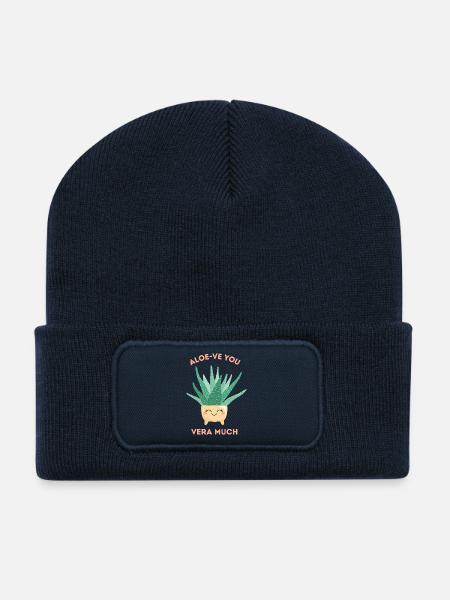 Aloe-ve You Vera Much Cute Plant Pun - Recycled Patch Beanie - french navy