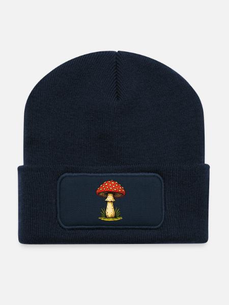 Red Toadstool Retro - Recycled Patch Beanie - french navy