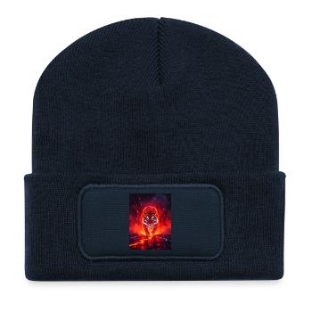 Majestic tiger glowing in golden and turquoise rad - Recycled Patch Beanie - french navy - Front