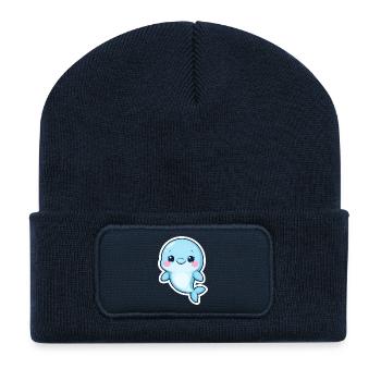 Charmante Blauwal Aufkleber Kunst - Recycelte Patch Beanie - French Navy - Vorne