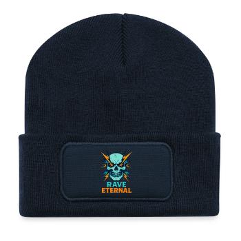 Rave Eternal – Schädel-Energie - Recycelte Patch Beanie - French Navy - Vorne