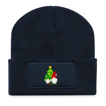 Wichtel vor dem Tannenbaum - Recycelte Patch Beanie - French Navy - Vorne