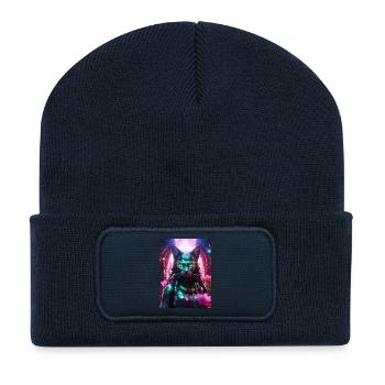 Bastet – Gardien de la Paix - Beanie recyclé à patch - bleu marine - Devant