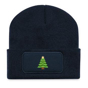 Petit sapin de Noël  - Beanie recyclé à patch - bleu marine - Devant