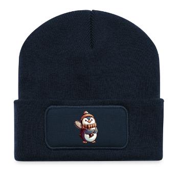 Penguin Tennis Winter with Hat and Scarf - Recycled Patch Beanie - french navy - Front