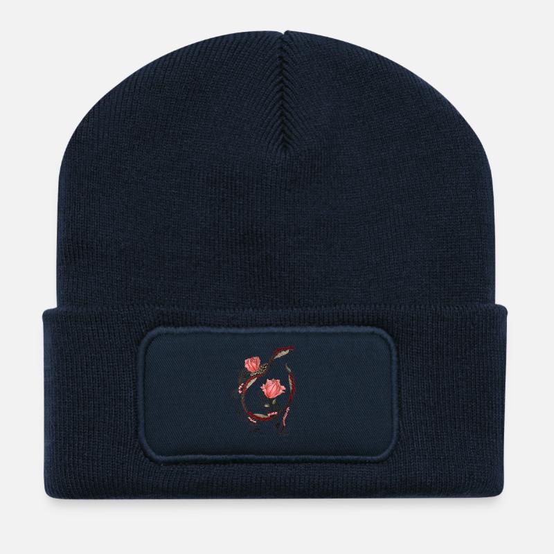 Rosenrankenrahmen mit floraler Ornamentik - Recycelte Patch Beanie - French Navy