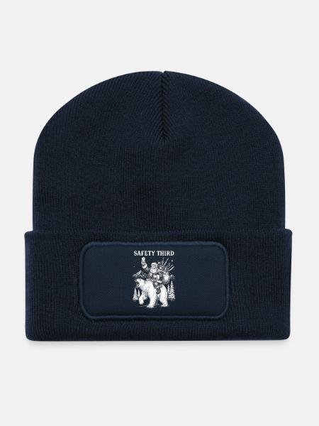 Safety Third Lustige sarkastische Weihnachtssicher - Recycelte Patch Beanie - French Navy