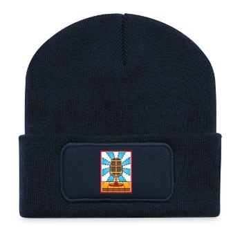 Retro Microphone Stained Glass - Recycled Patch Beanie - french navy - Front