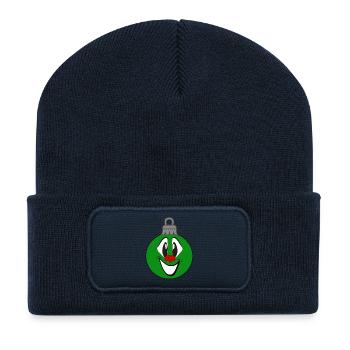 Grüne Weihnachtsbaumkugel mit Lächeln - Recycelte Patch Beanie - French Navy - Vorne