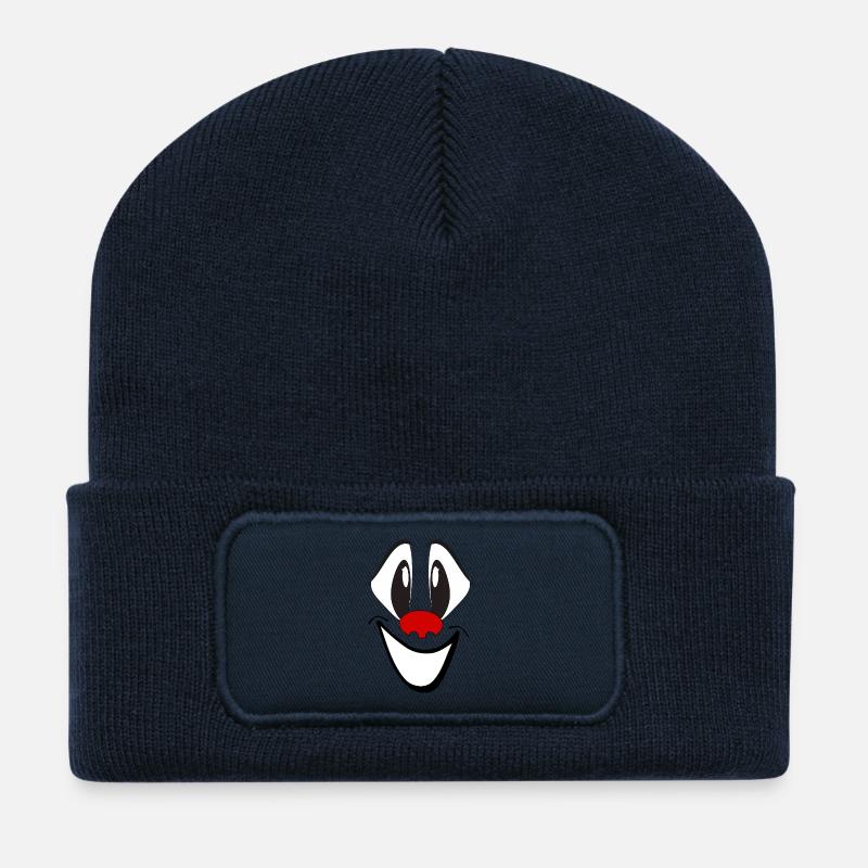 Lachendes Cartoon Gesicht mit roter Nase - Recycelte Patch Beanie - French Navy
