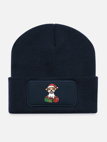 Jack Russel Terrier Hund Weihnachten Geschenke - Recycled Patch Beanie - navy