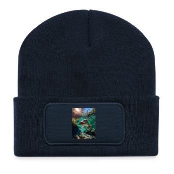 Hecht im Klarwasser - Recycelte Patch Beanie - French Navy - Vorne