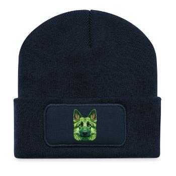Green polygon wolf - Recycled Patch Beanie - french navy - Front