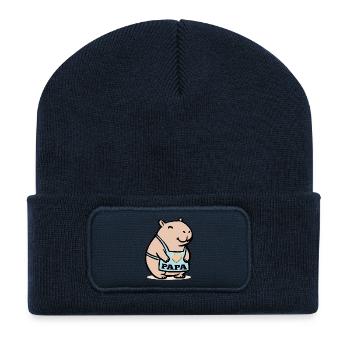 Capybara Papa Wasserschweine - Recycelte Patch Beanie - French Navy - Vorne