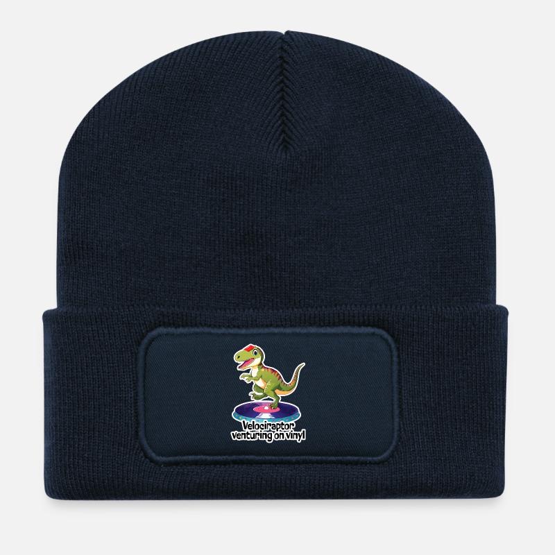 VELOCERAPTOR s’aventure sur vinyle - Beanie recyclé à patch - bleu marine