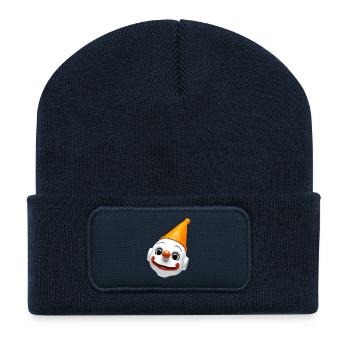 Clownengesicht mit Orangenhut - Recycelte Patch Beanie - French Navy - Vorne