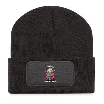 Oma Stricken - Recycelte Patch Beanie - Dunkelgrau - Vorne