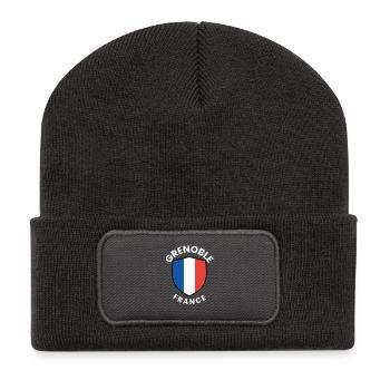 Blason français : Grenoble - Beanie recyclé à patch - charbon - Devant