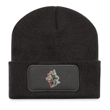 Anaglyphe 3D de Cannabis Weed Bud - Beanie recyclé à patch - charbon - Devant