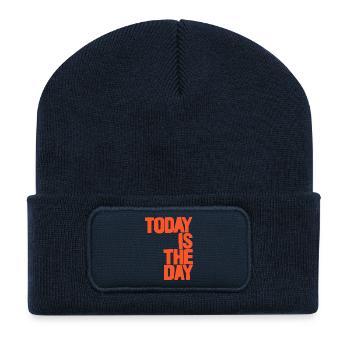 Aujourd’hui est le jour - Beanie recyclé à patch - bleu marine - Devant