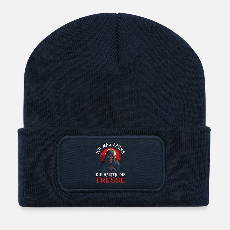 I like trees - they keep their mouths shut - Recycled Patch Beanie - french navy