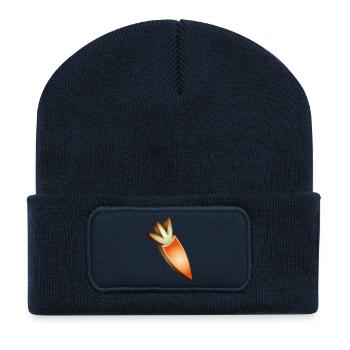 Biscuits à la carotte dans un design de Pâques - Beanie recyclé à patch - bleu marine - Devant