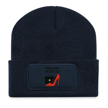Business Babe : Talons à la Travail Dur - Beanie recyclé à patch - bleu marine - Devant