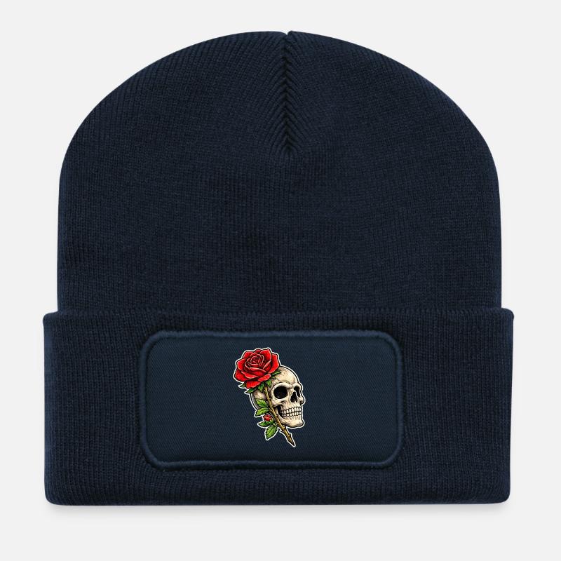 Totenkopf - Recycelte Patch Beanie - French Navy