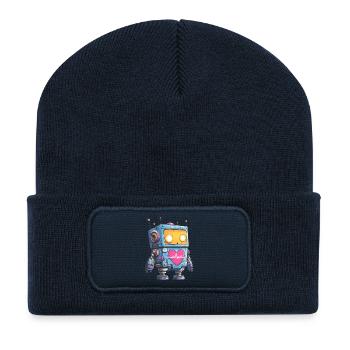Heart Robot Néon Battement de cœur - Beanie recyclé à patch - bleu marine - Devant