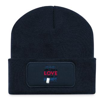 all i need is love and my handy - Recycled Patch Beanie - french navy - Front