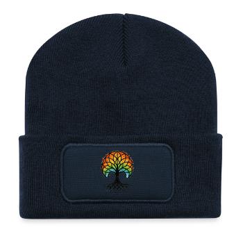 Baum des Lebens – Gaia – Natur - Recycelte Patch Beanie - French Navy - Vorne