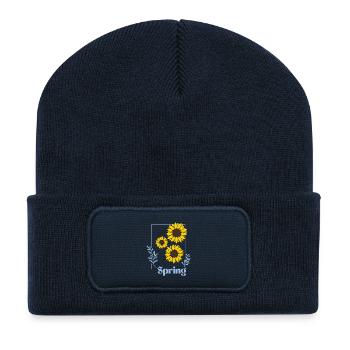 Chemise de tournesol de printemps - Beanie recyclé à patch - bleu marine - Devant
