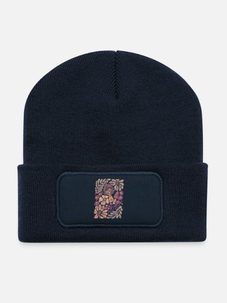 Pilzflora in Mystic Pink - Recycelte Patch Beanie - French Navy