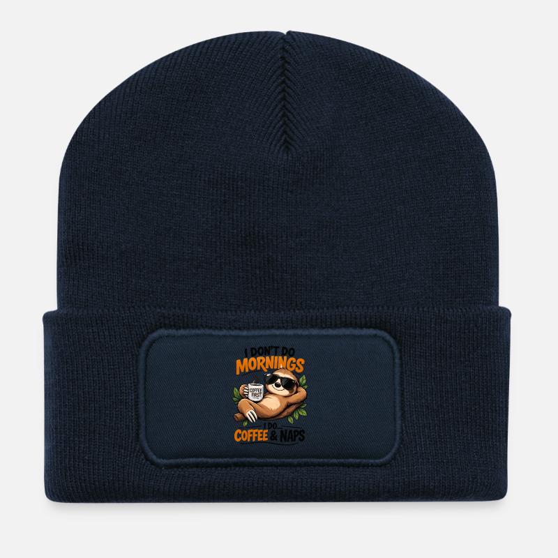 Sloth Coffee Erste Morgenstimmung - Recycelte Patch Beanie - French Navy