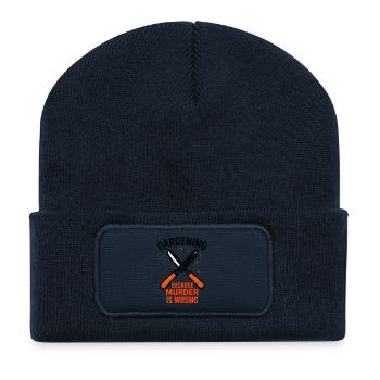 Sécateur Humour Jardinage Permaculture - Beanie recyclé à patch - bleu marine - Devant