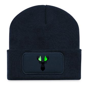 Sapins de tête de cerf Vert naturel - Beanie recyclé à patch - bleu marine - Devant