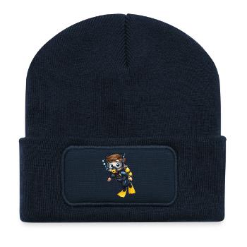 Motif de plongée en mer de Diver Kid - Beanie recyclé à patch - bleu marine - Devant